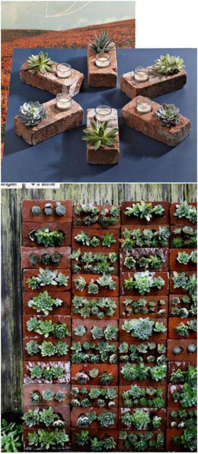 Stacked Brick Succulent Displays