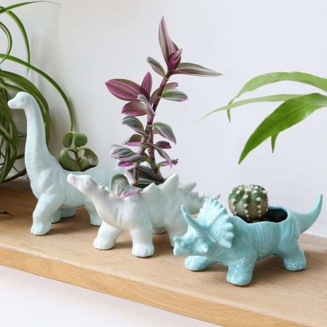 White Glossy Stegosaurus Planter