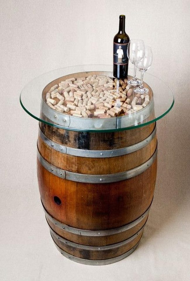 Wine Barrel Glass Table