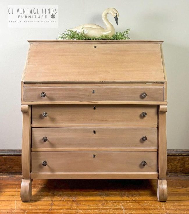 Hand-Painted Antique Wood Desk