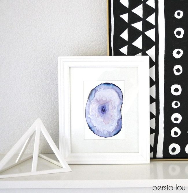 Watercolor Geode Geometric Display