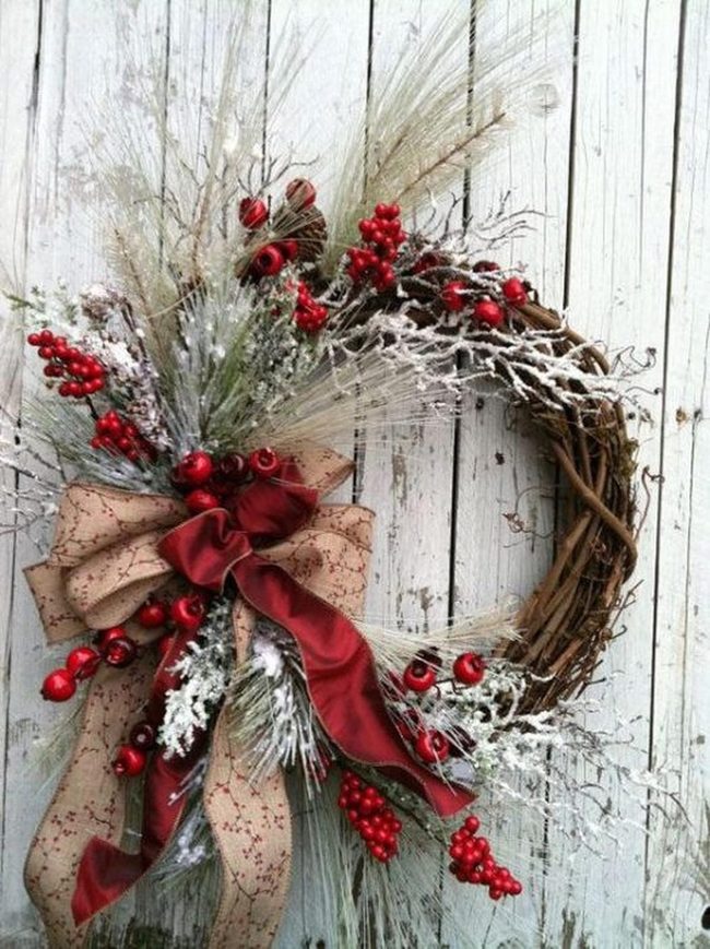 Red Ribbon Frosted Branches