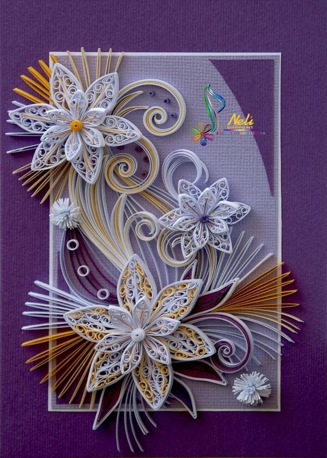 White Florals, Purple Depths, Layered Textures