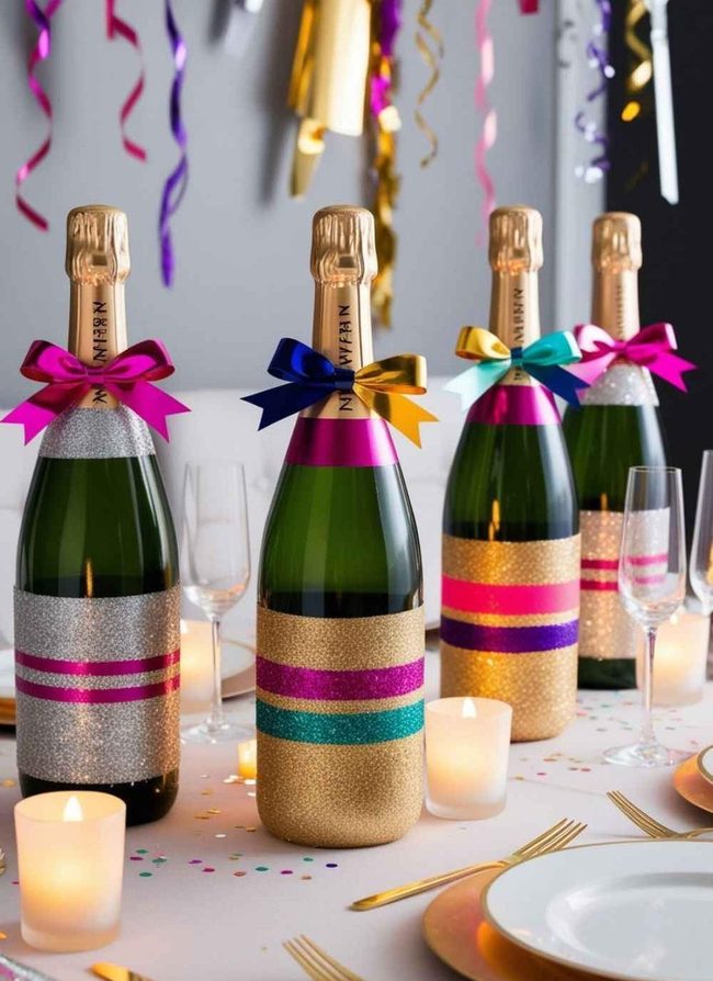 Glitter Champagne Bottles New Year