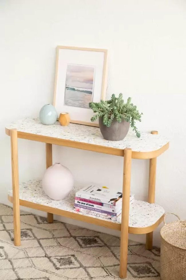 Terrazzo Wallpaper Topped Console Table