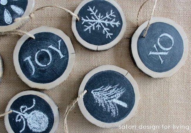 Chalkboard Wood Slice Ornaments