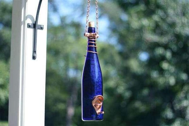 Blue Glass Water Feeder
