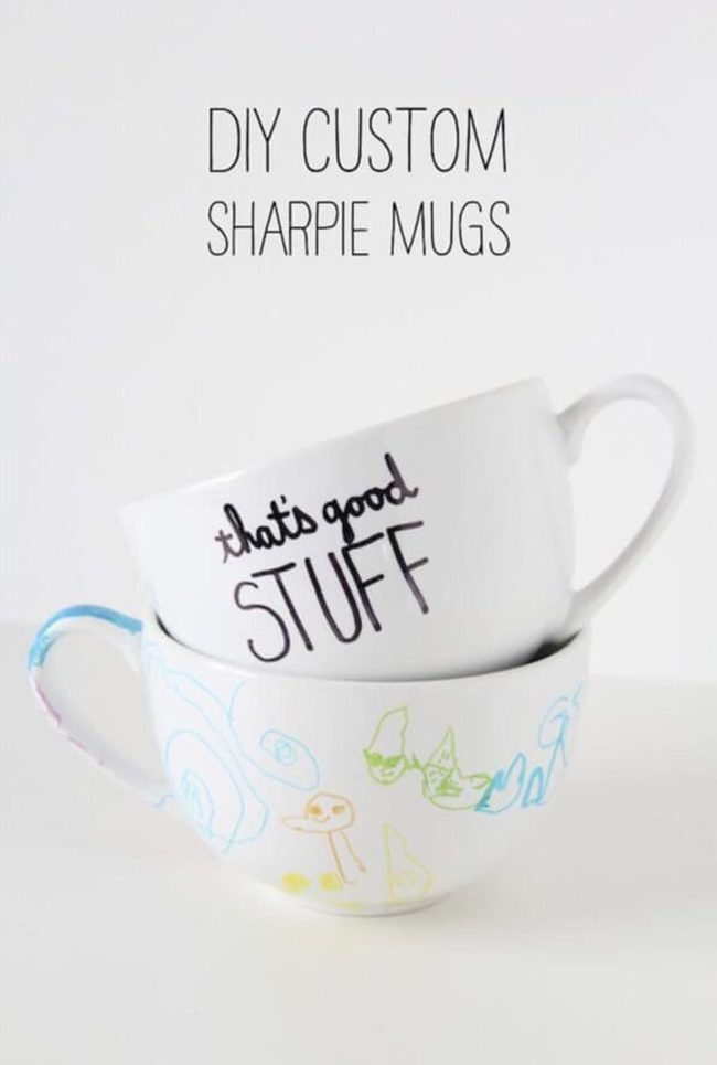 Marker-Painted Kids Mugs Display