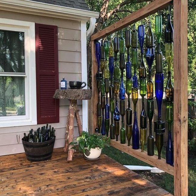 Glass Bottle Garden Privacy Screen