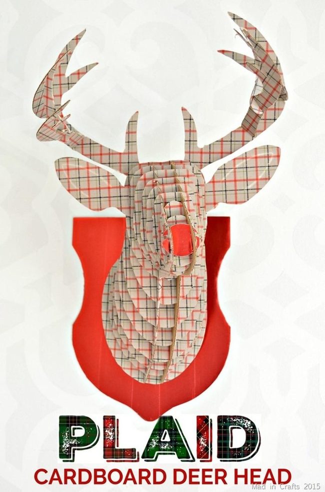 Plaid Cardboard Deer On Red