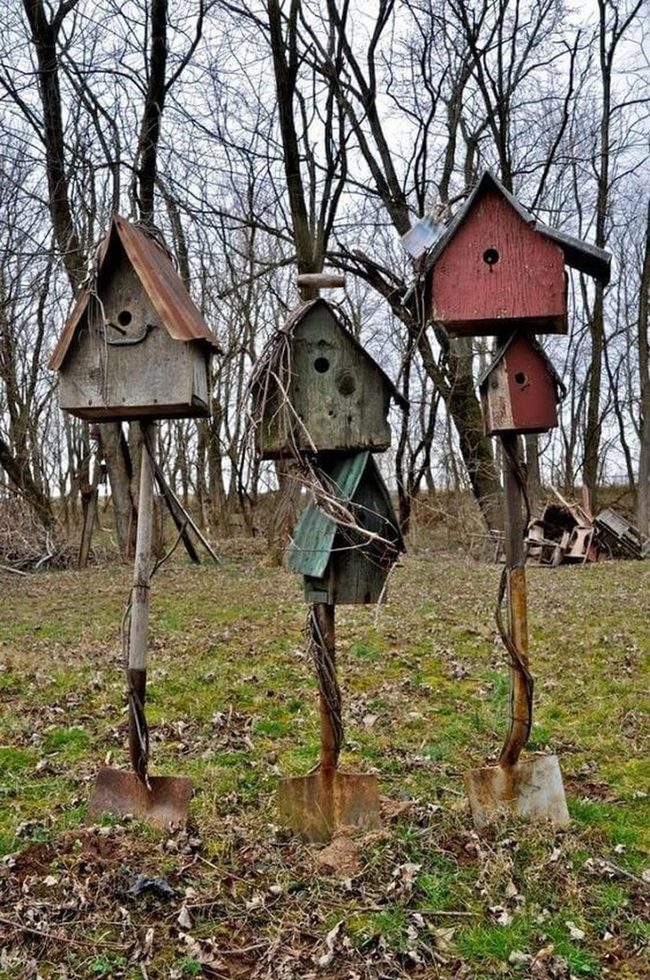 Weathered Shovel Birdhouses