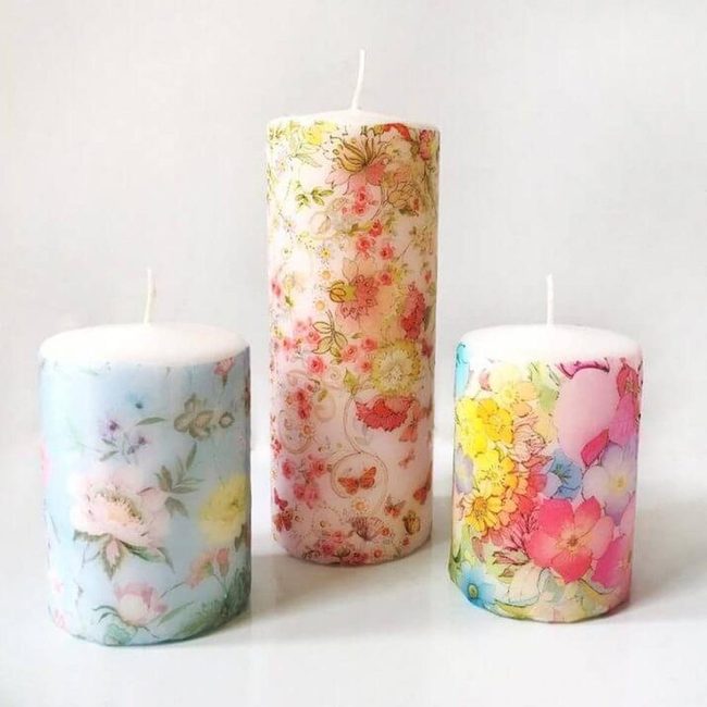 Patterned Napkins Transform Plain Candles