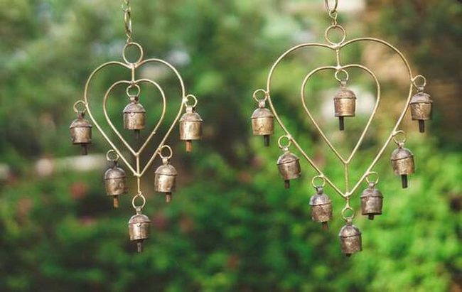 Bronze Heart Wind Chimes
