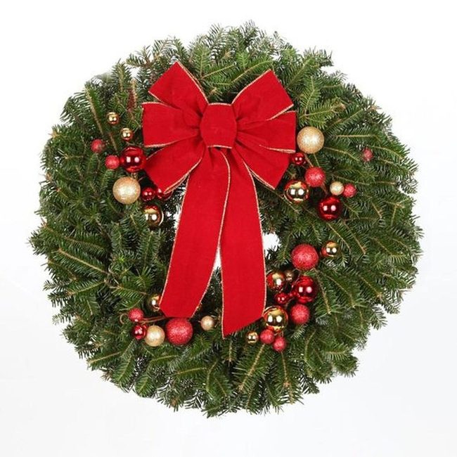 Red Bow Evergreen Wreath