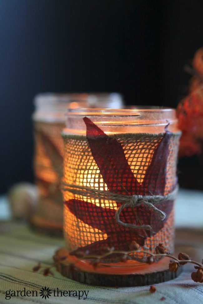 Candlelit Glass And Burlap