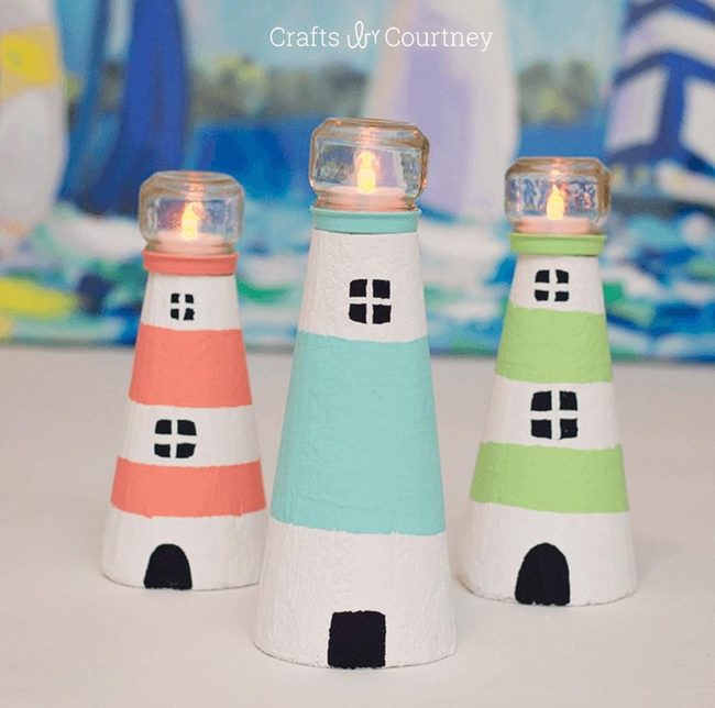 Foam Lighthouses, Dollar Store Bright