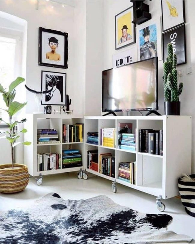 White Kallax Shelves On Wheels