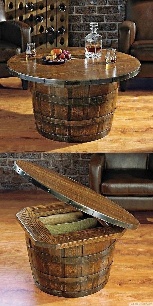 Wine Barrel Storage Table