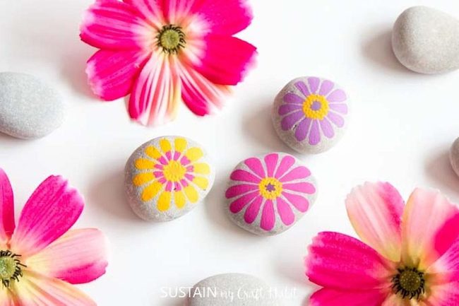 Pastel Hand-Painted Floral Stones