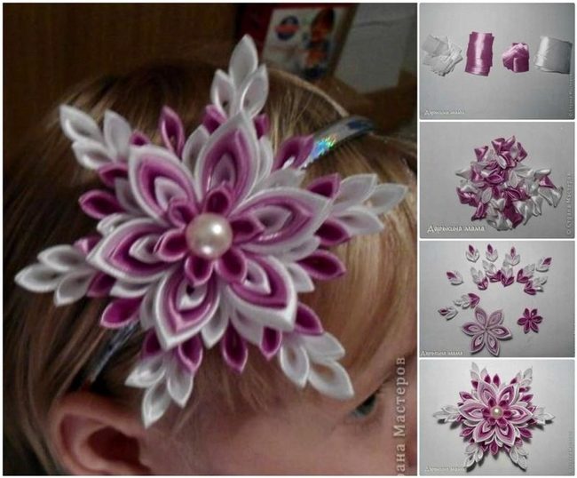 White And Purple Ribbon Flowers