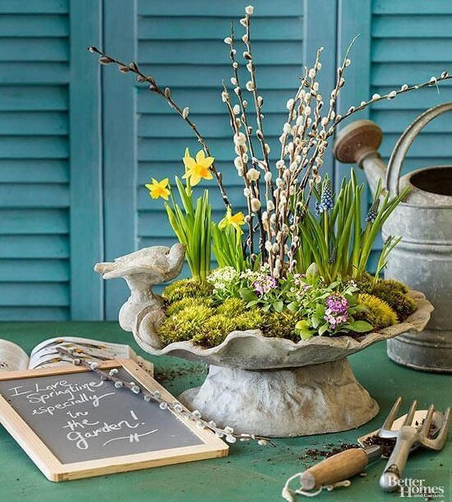 Birdbath Planter Garden Focal Point