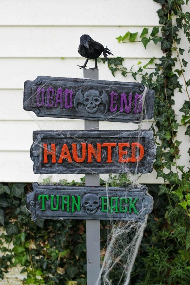 Wooden Warning Signs With Crows