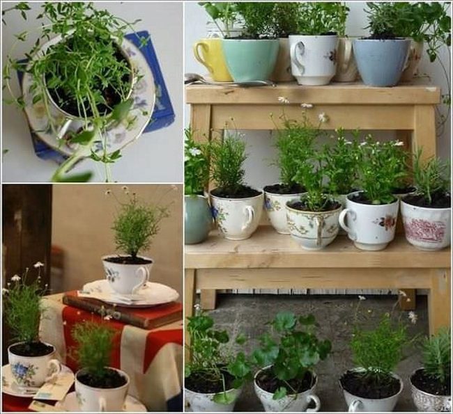 Vintage Porcelain Herb Planters