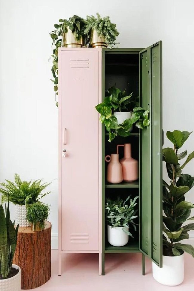 Pink And Green Metal Storage