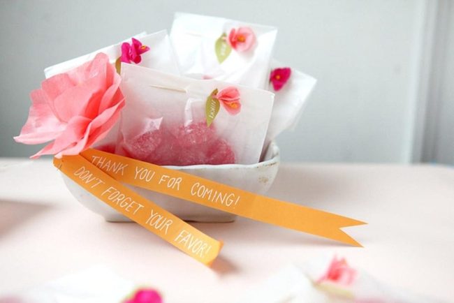 Pink Petite Favors With Orange Tags