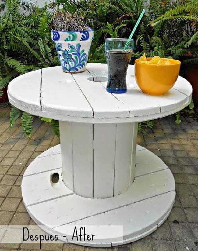 White Spool Table Garden Oasis