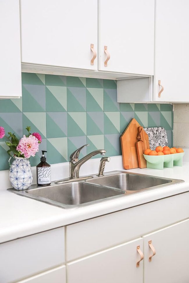 Geometric Stencil Kitchen Walls