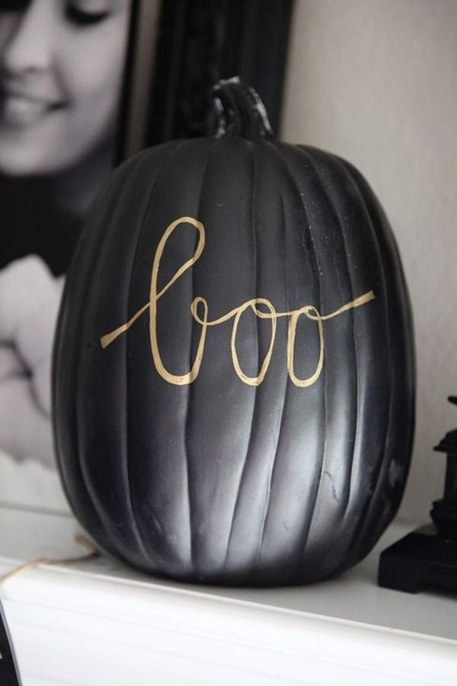 Black Pumpkin Gold Lettering
