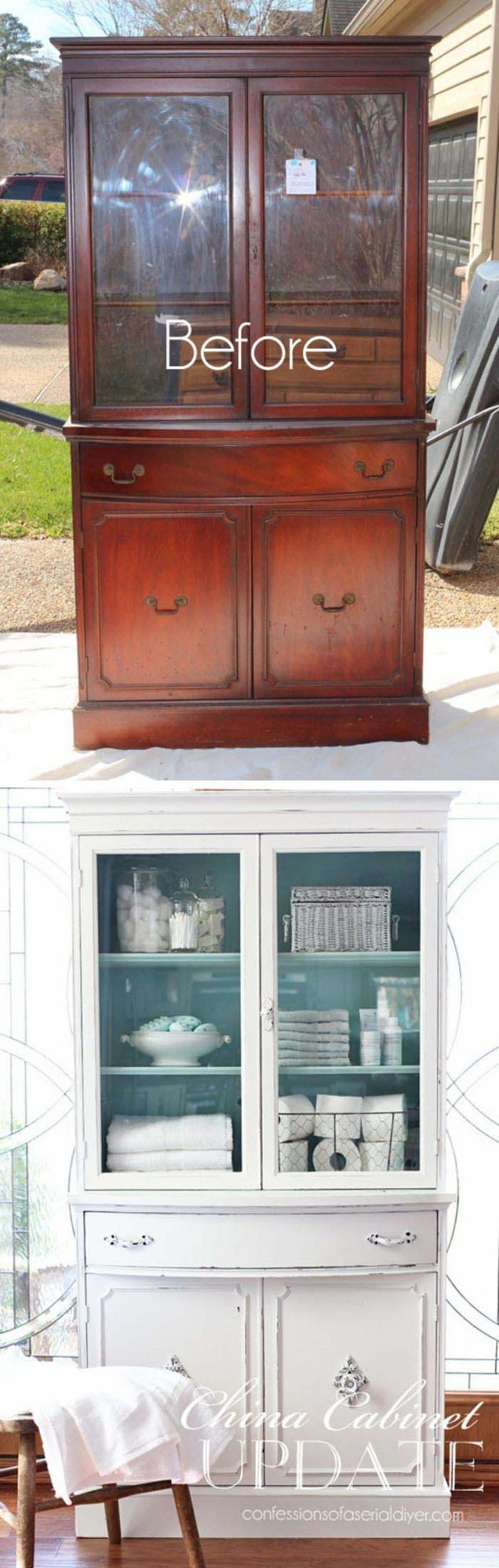 Distressed Paint China Cabinet