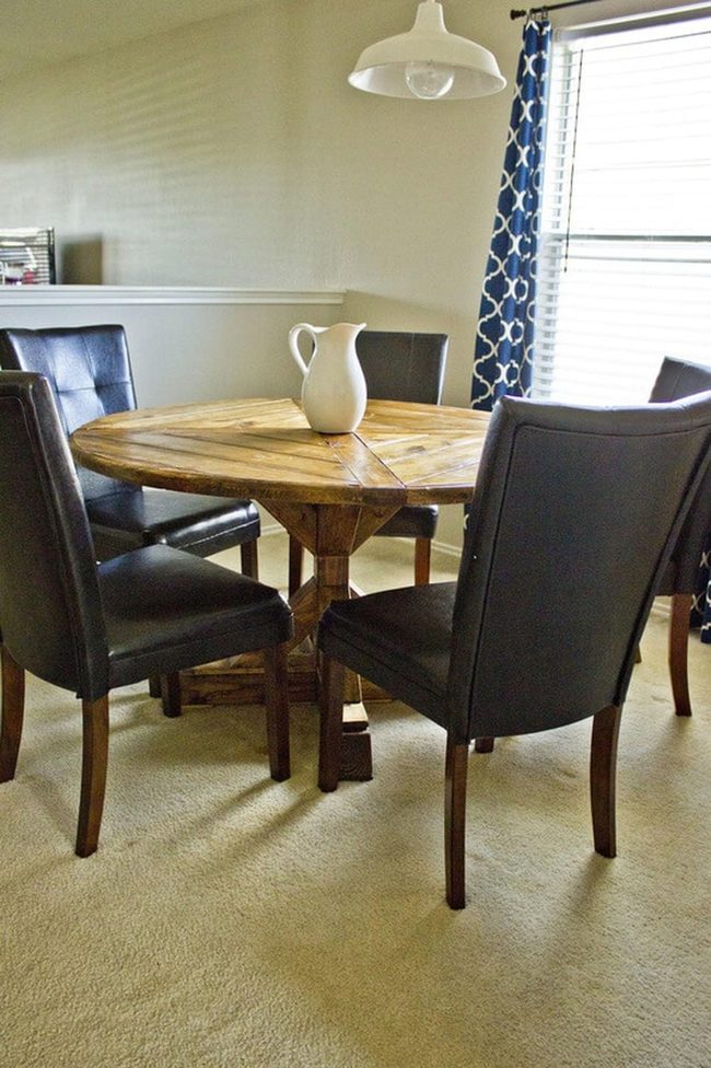 Natural Wood Round Farmhouse Table