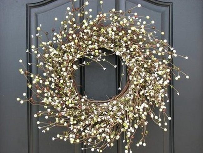 Ivory Branches On Dark Door