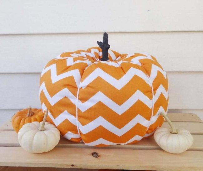 Orange Chevron Fabric Pumpkin