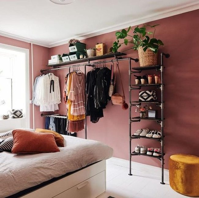 Dusty Pink Bedroom With Warm Accents