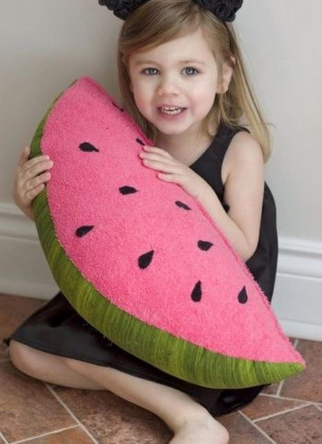 Watermelon Pink & Green Plush Pillows