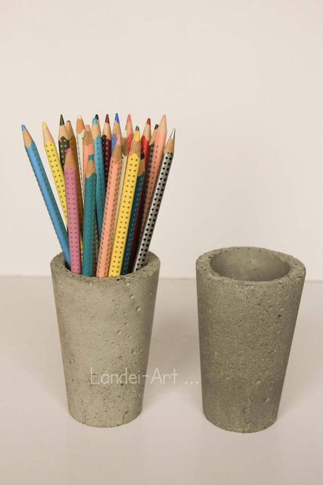 Concrete Gray Pencil Desk Organizer