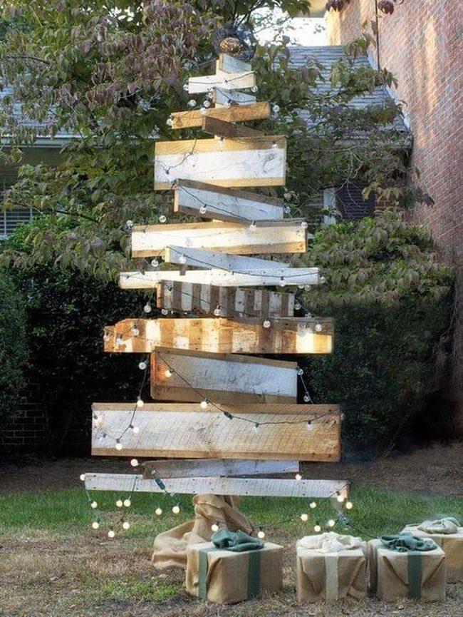 Layered Wood Trees With Glowing Lights