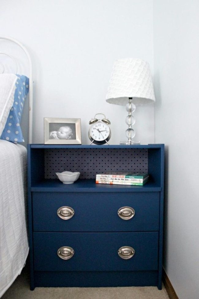 Blue Nightstands, Silver Gleaming Handles
