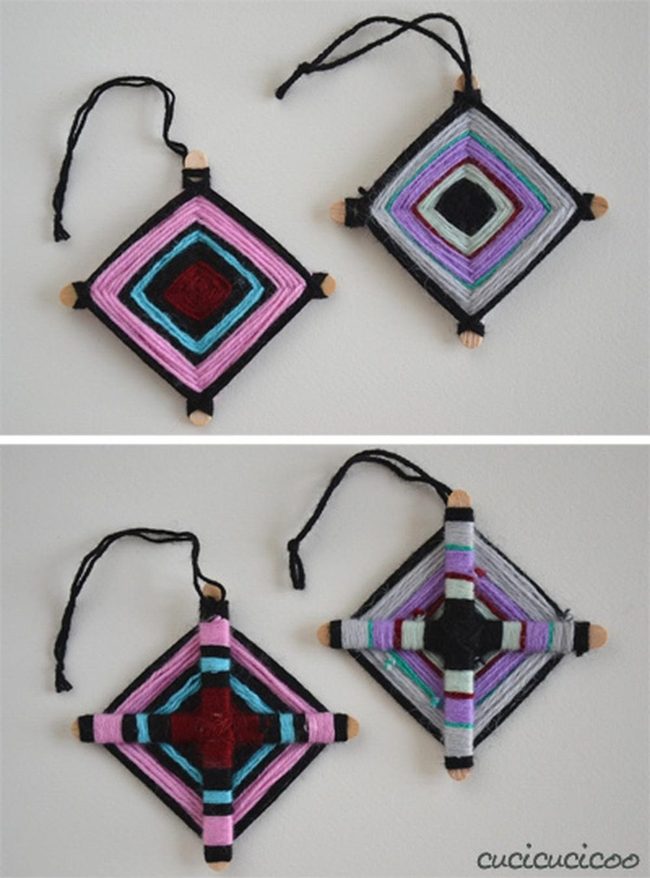 Geometric Yarn Diamond Wall Art