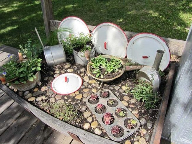 Vintage Cookware Garden Planters