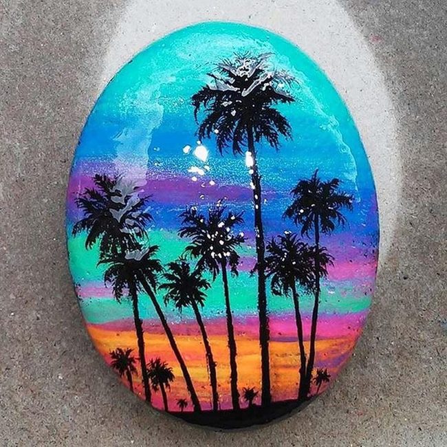 Sunset Palms Orange Blue