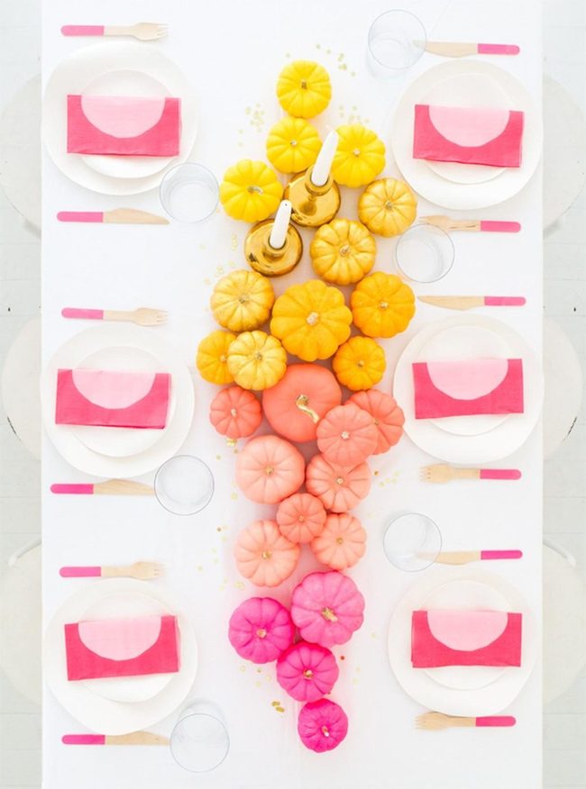 Autumn Pumpkins Pink Tabletop