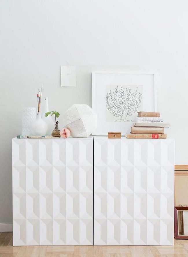 White Geometric Cabinets, Creative Studio