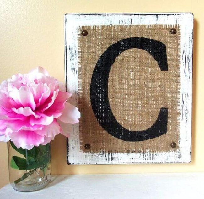 Burlap Letter C Frame