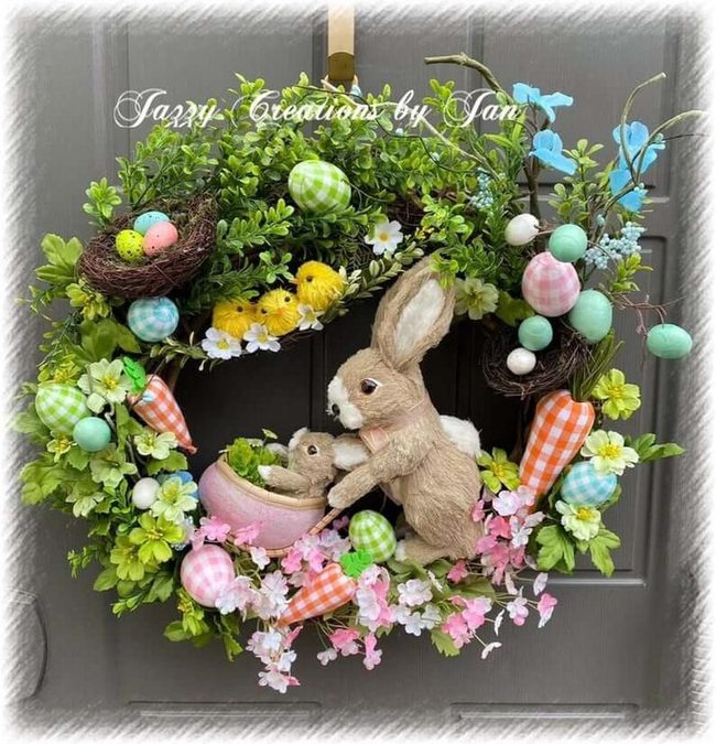 Pastel Bunny Nest Wreath