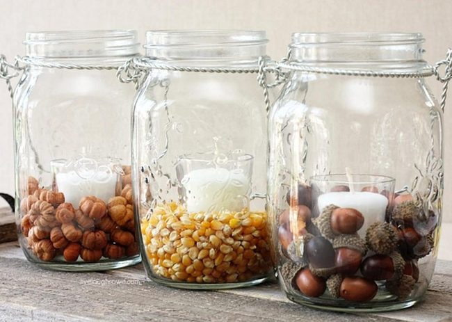 Mason Jars, Nuts, Candlelight