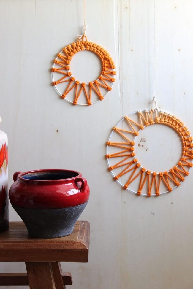 Geometric String Art With Terracotta Accents